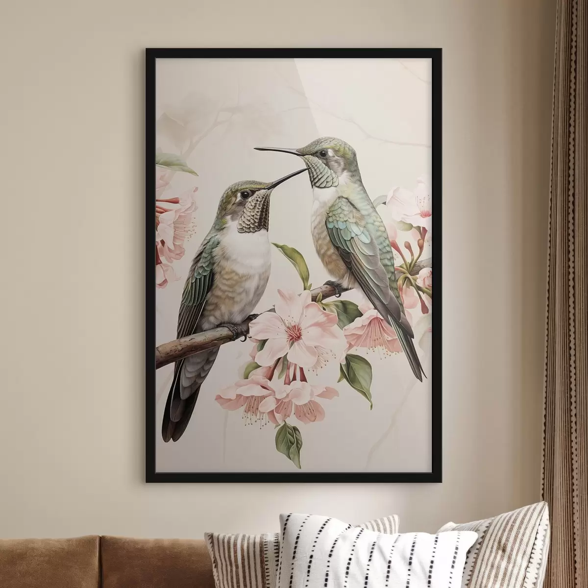 Poster Un couple d'oiseaux sur une branche f44550