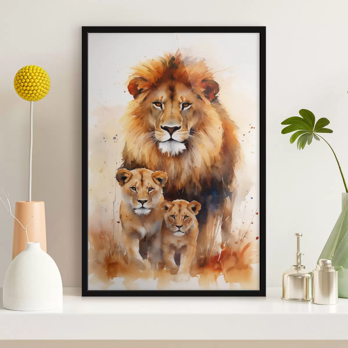 Poster Une famille de lions f44555