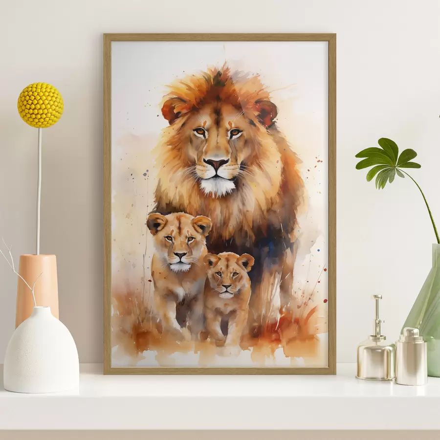 Papier peint Une famille de lions f44555