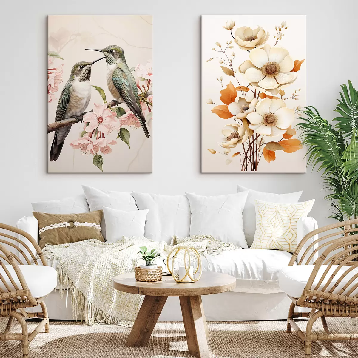 Tableau Fleurs et oiseaux sur les branches m00560
