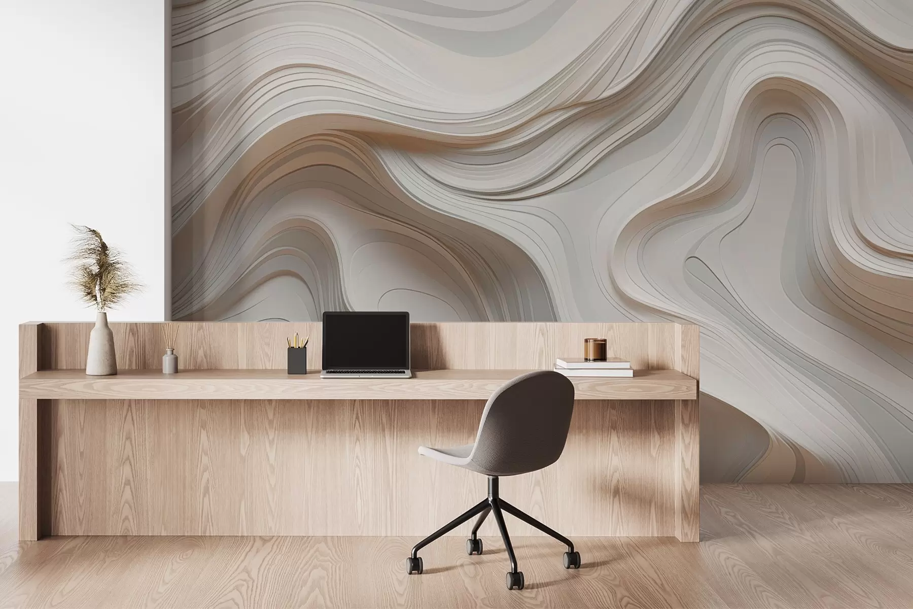 Papier peint Abstraction avec des courbes lisses w04355