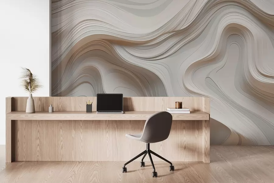 Papier peint Abstraction avec des courbes lisses w04355