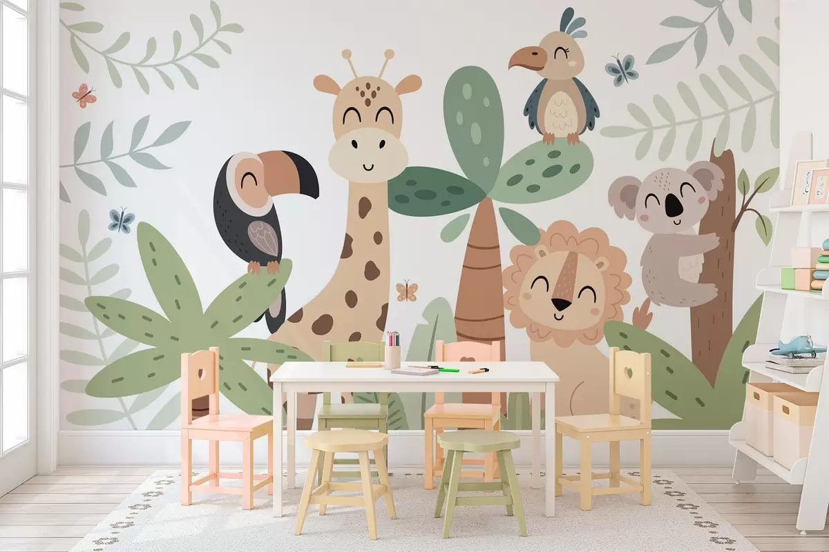 Papier peint Animaux mignons dans la jungle w04357