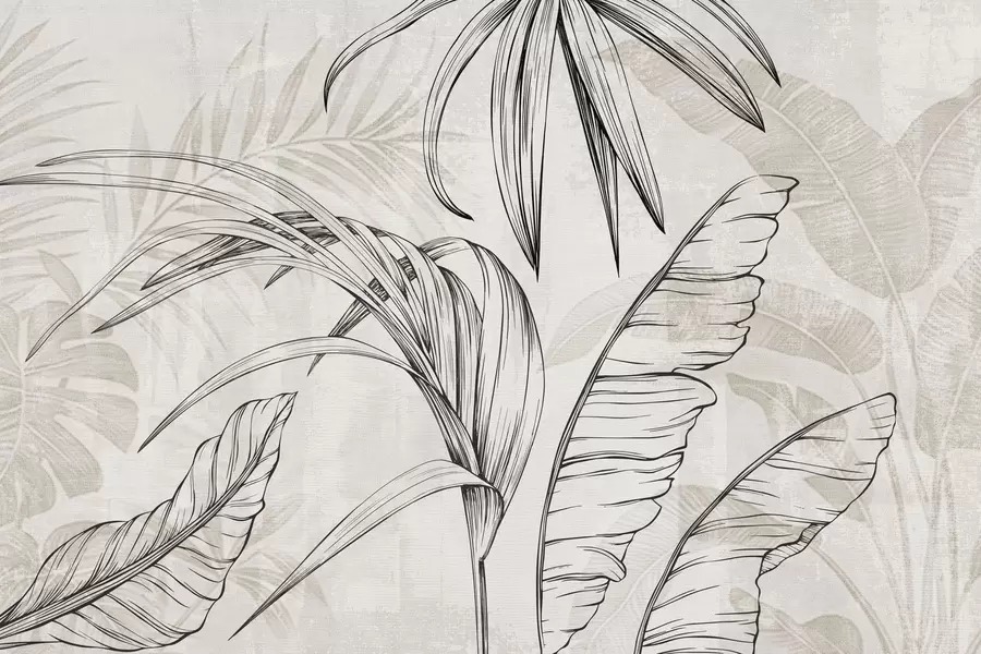 Papier peint Feuilles sur fond avec imitation de flou et de texture w04362