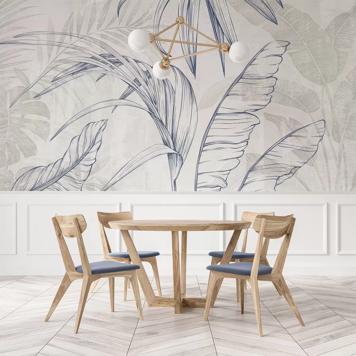 Papier peint Feuilles sur fond avec imitation de flou et de texture w04362v1