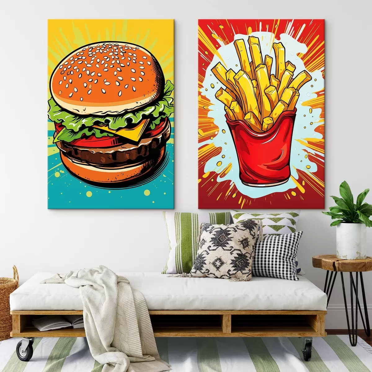 Tableau Frites et hamburger m00556