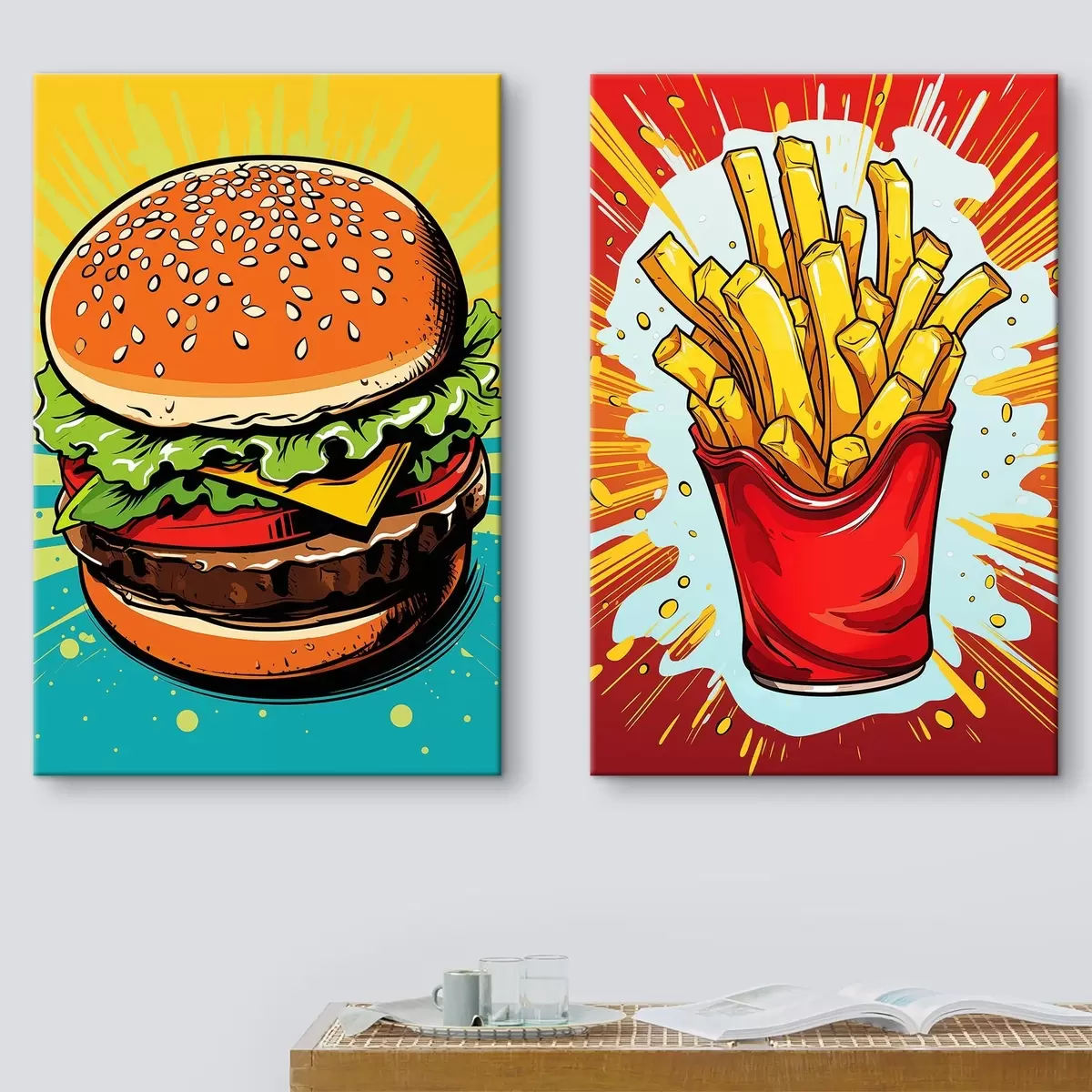 Tableau Frites et hamburger m00556