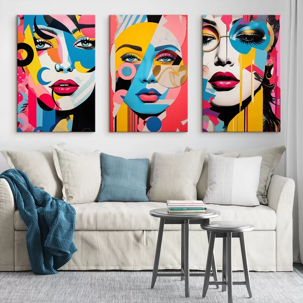 Tableau Abstraction de visages colorés m00557