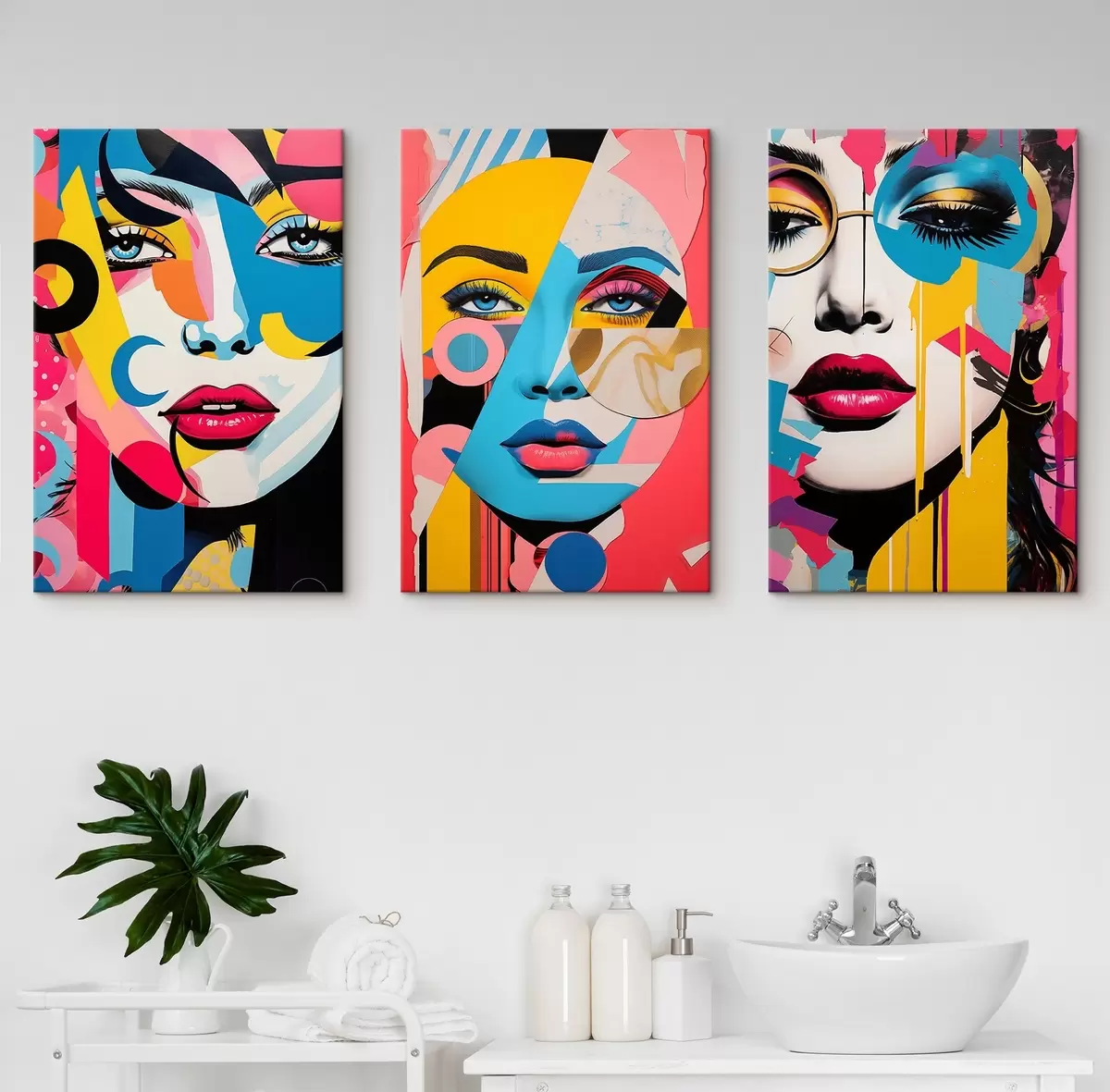 Tableau Abstraction de visages colorés m00557