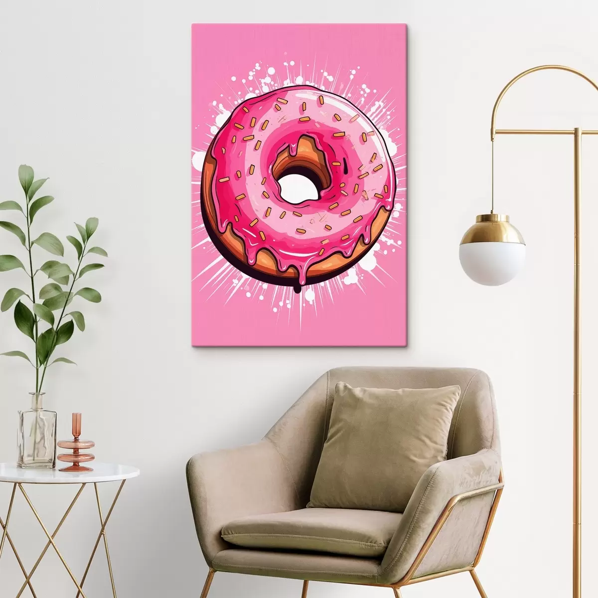 Tableau Donut avec glaçage rose s45274