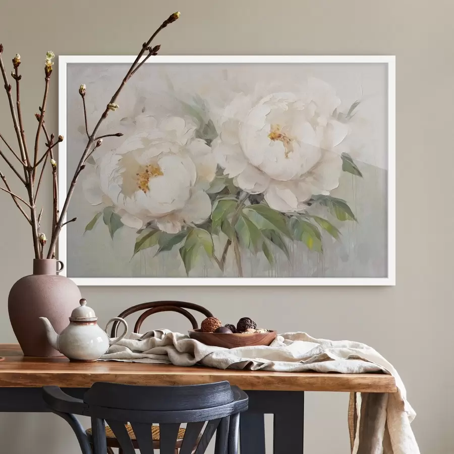 Papier peint Délicates pivoines blanches f45268