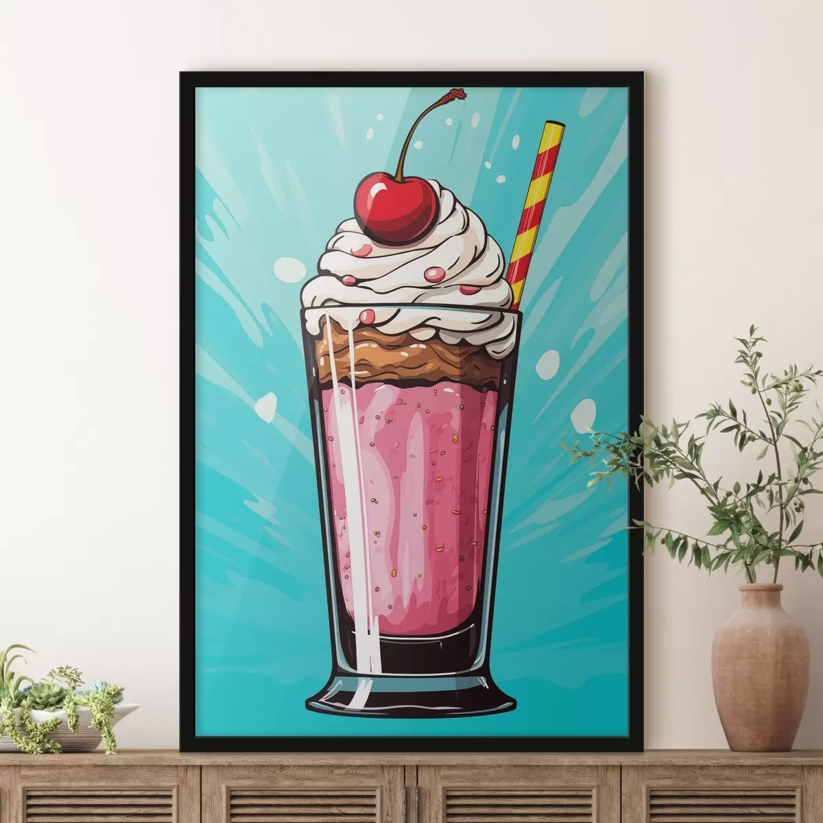 Poster Milkshake aux fraises et aux cerises f45273