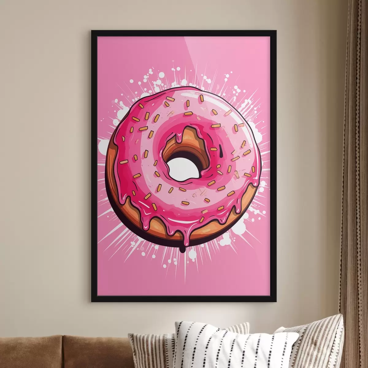 Poster Donut avec glaçage rose f45274