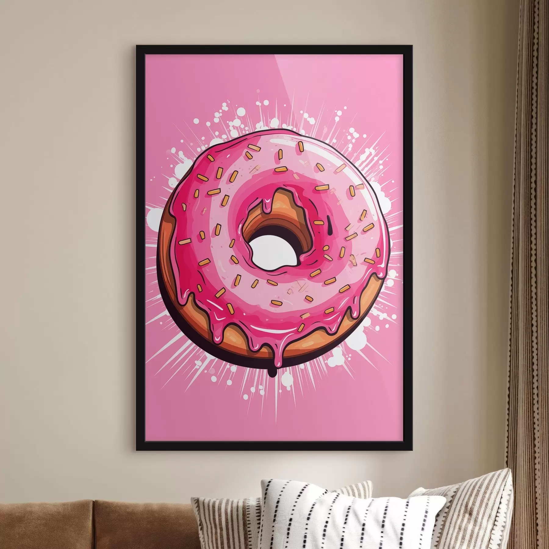 Papier peint Donut avec glaçage rose f45274