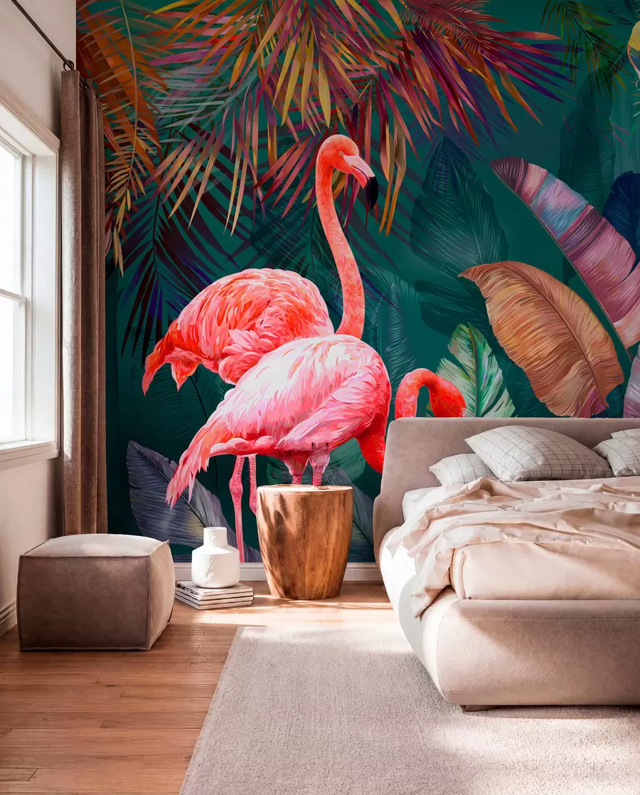 Papier peint Flamants roses sous les tropiques colorés u80403