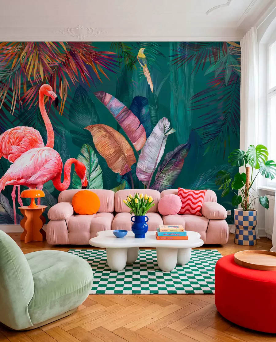 Papier peint Flamants roses sous les tropiques colorés u80403