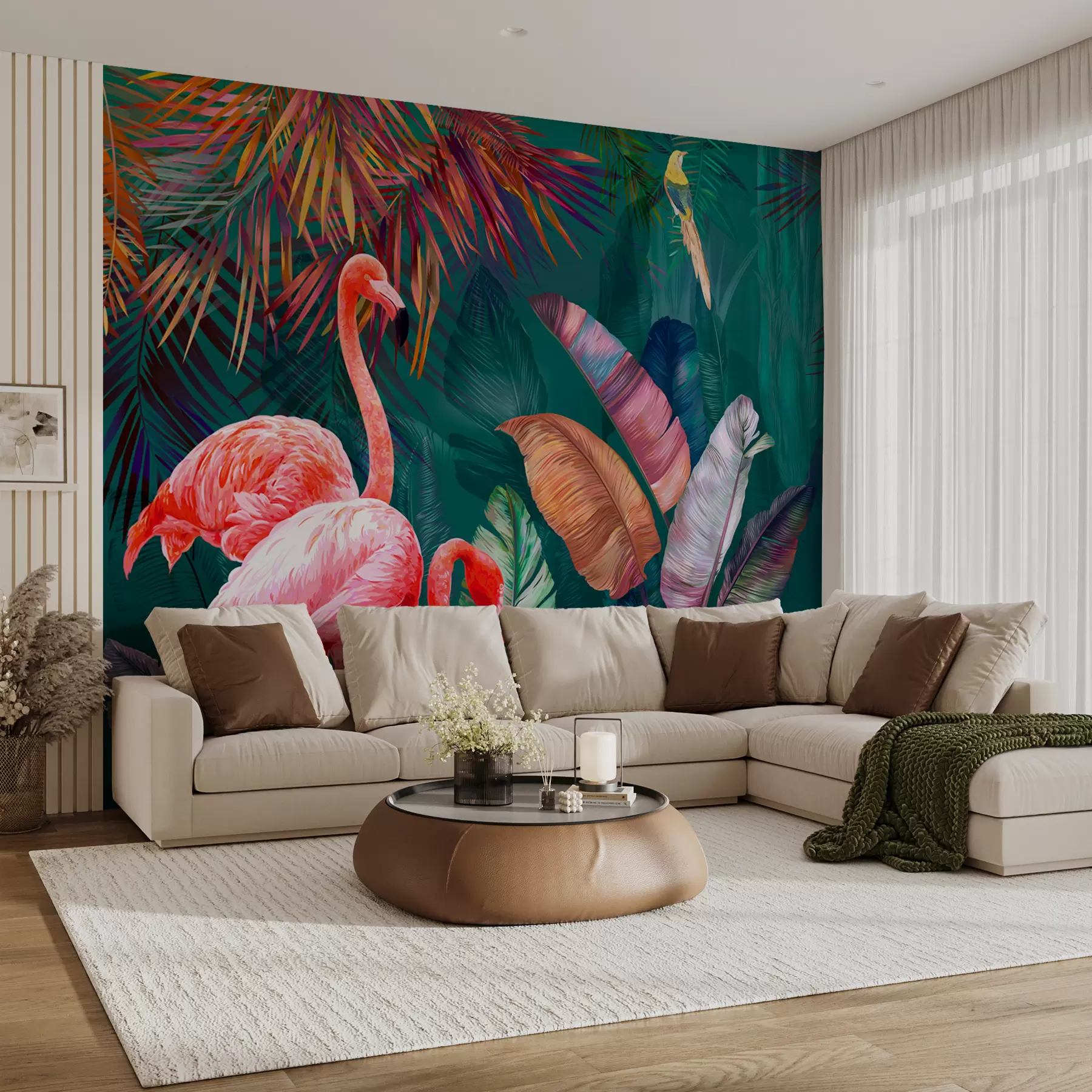 Papier peint Flamants roses sous les tropiques colorés u80403