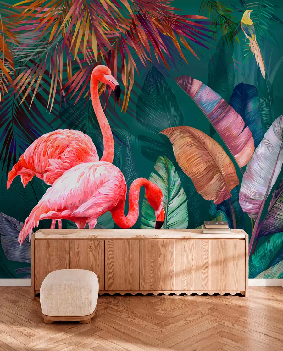 Papier peint Flamants roses sous les tropiques colorés u80403