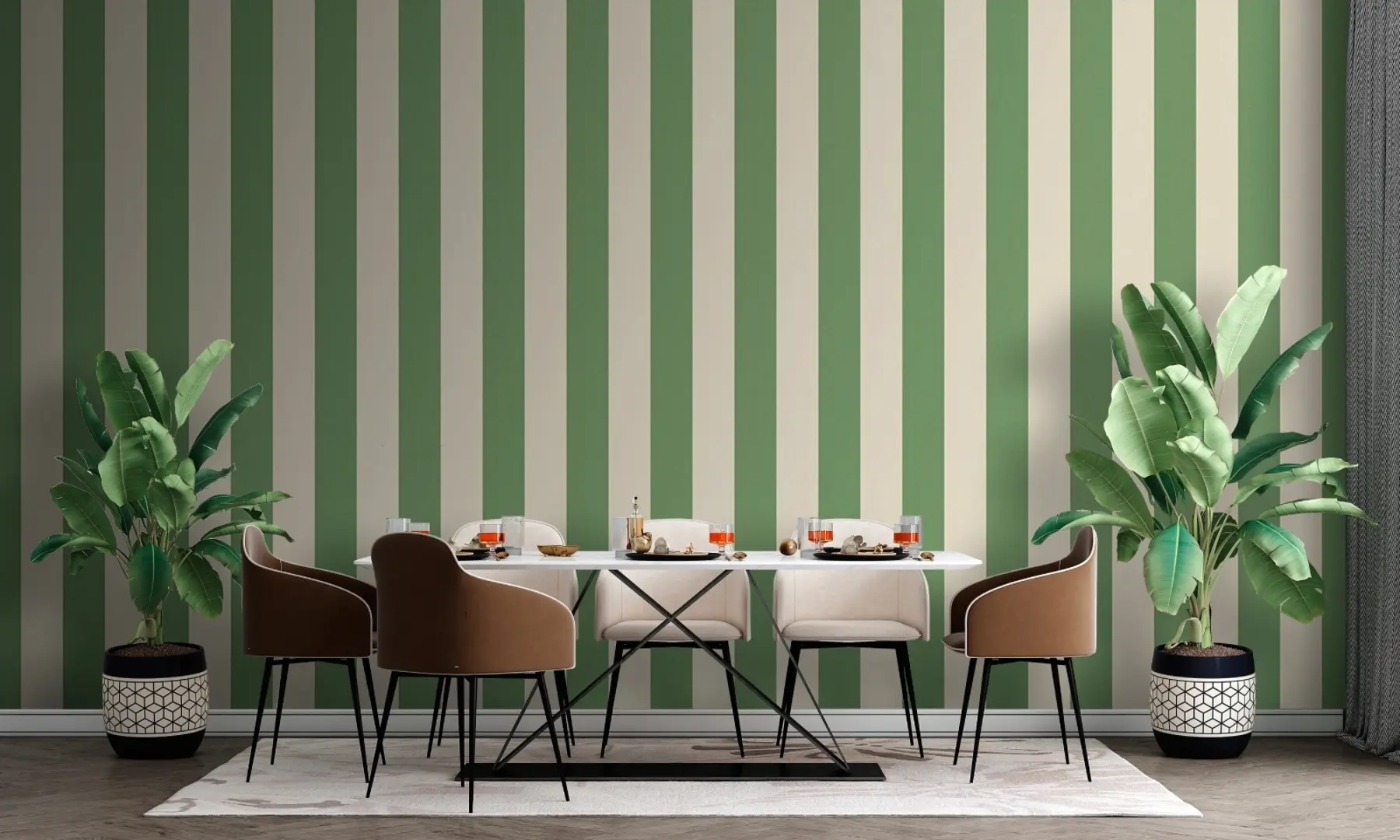 Papier peint Rayures olive u71654