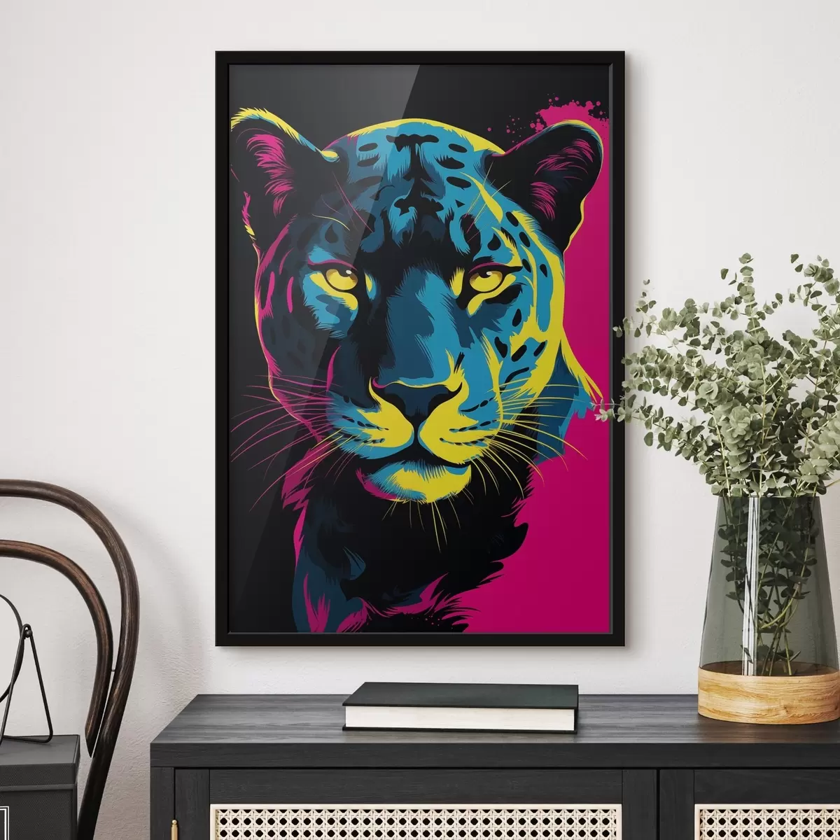 Poster Un tigre dans une explosion de couleurs f45280