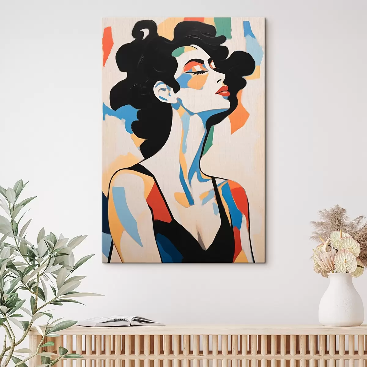 Tableau Portrait abstrait d'une femme avec imitation de coups de pinceau s45233