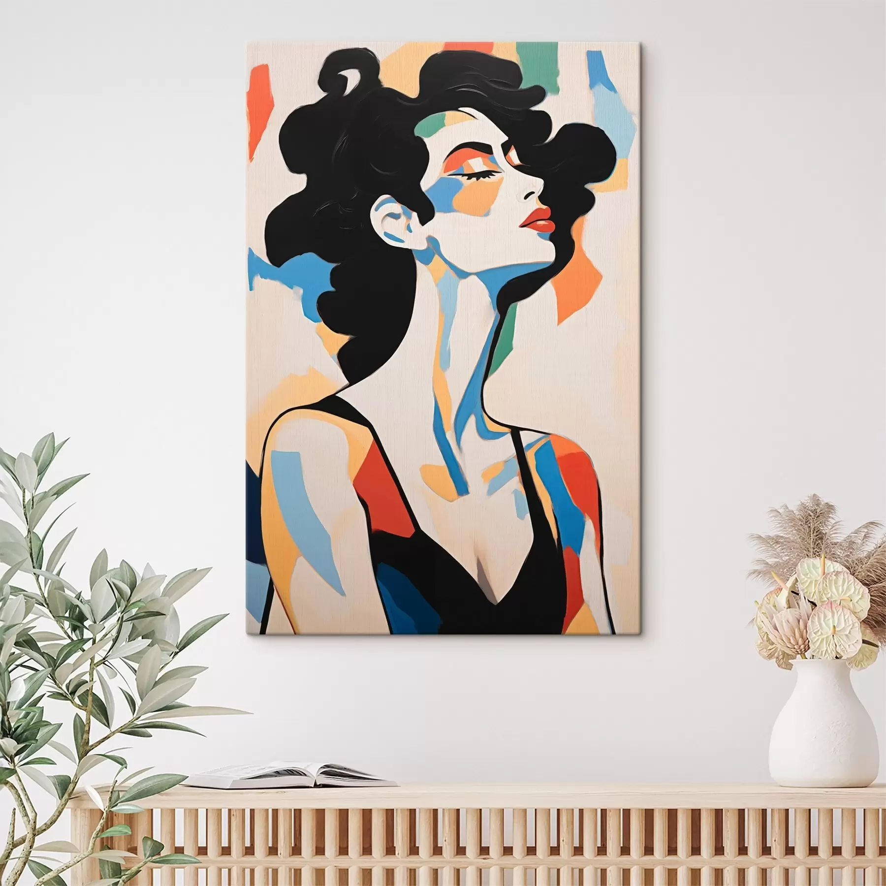 Tableau Portrait abstrait d'une femme avec imitation de coups de pinceau s45233