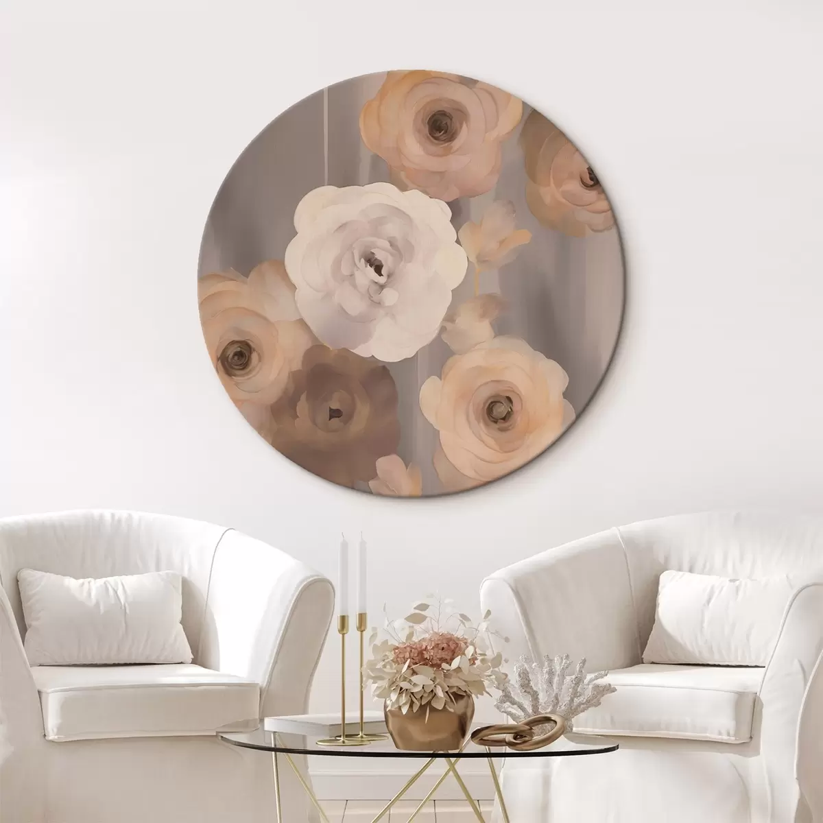 Tableaux rondes Fleurs abstraites r45160