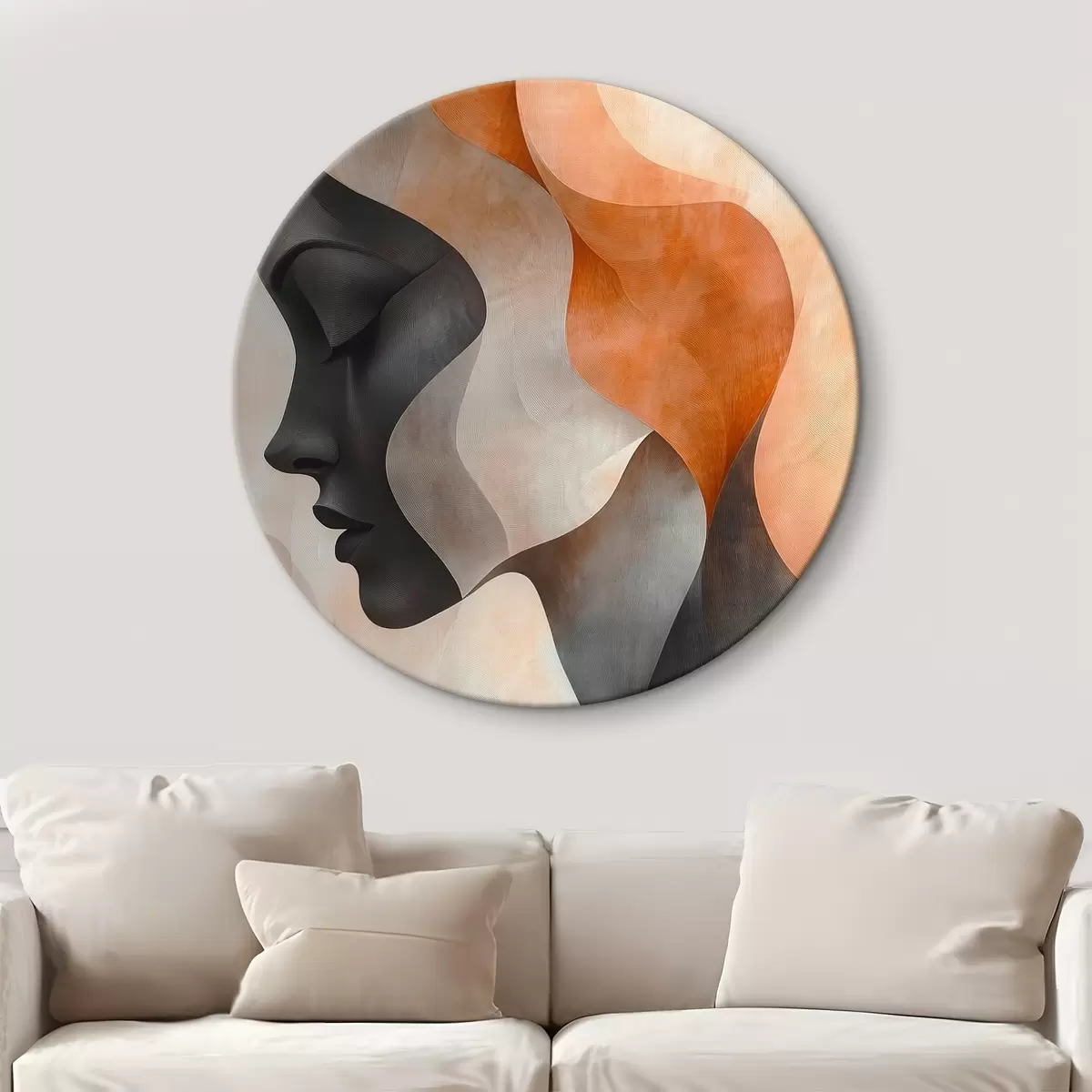 Tableaux rondes Abstraction avec un portrait de femme r45235