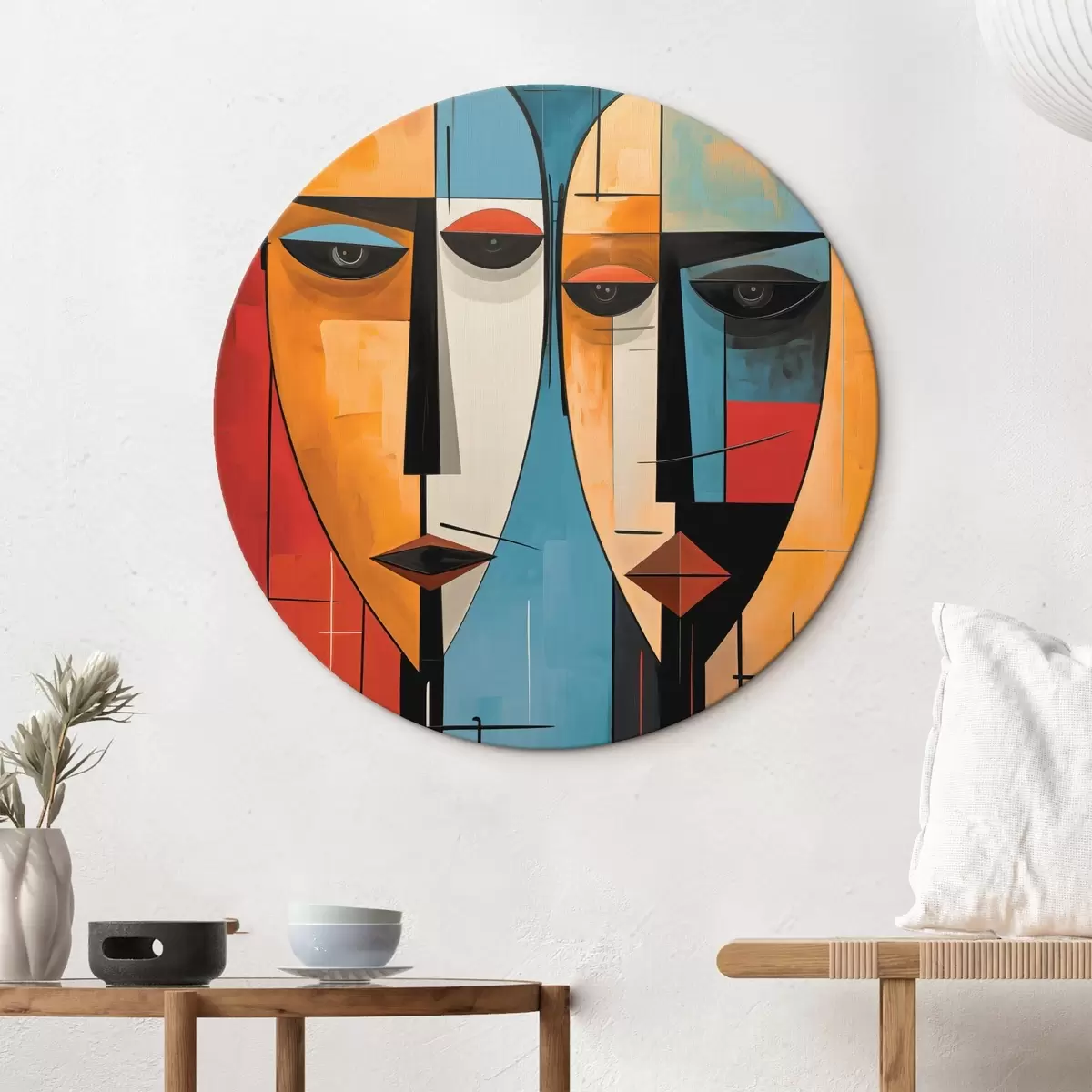 Tableaux rondes Visages abstraits r45236