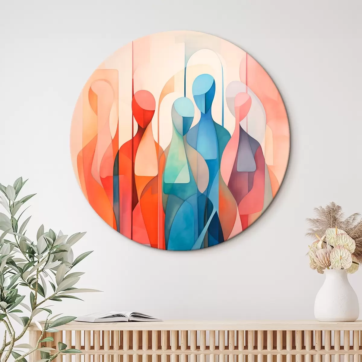 Tableaux rondes Silhouettes abstraites r45237