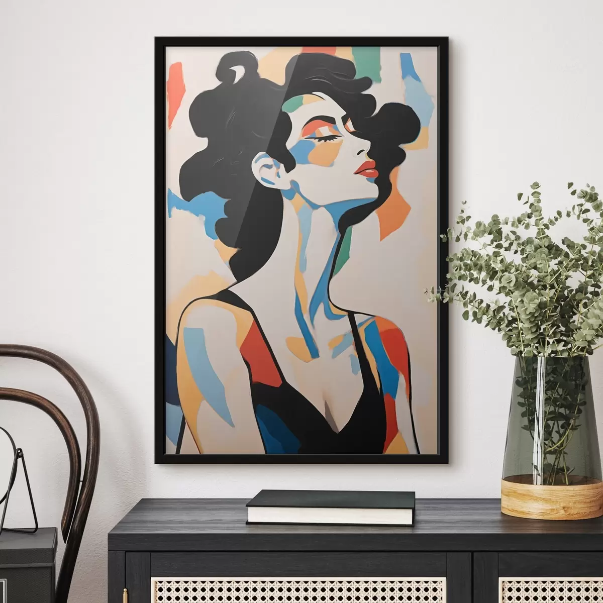 Poster Portrait abstrait d'une femme avec imitation de coups de pinceau f45233
