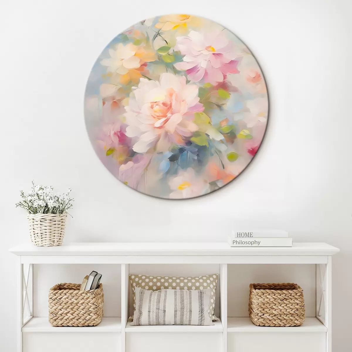 Tableaux rondes Peinture imitation fleurs r45301