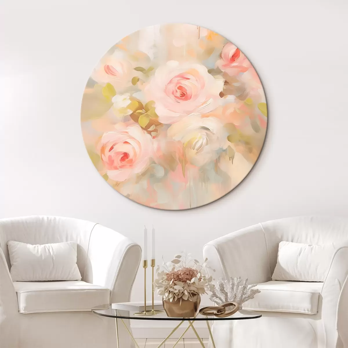 Tableaux rondes Peinture d'imitation de roses r45302
