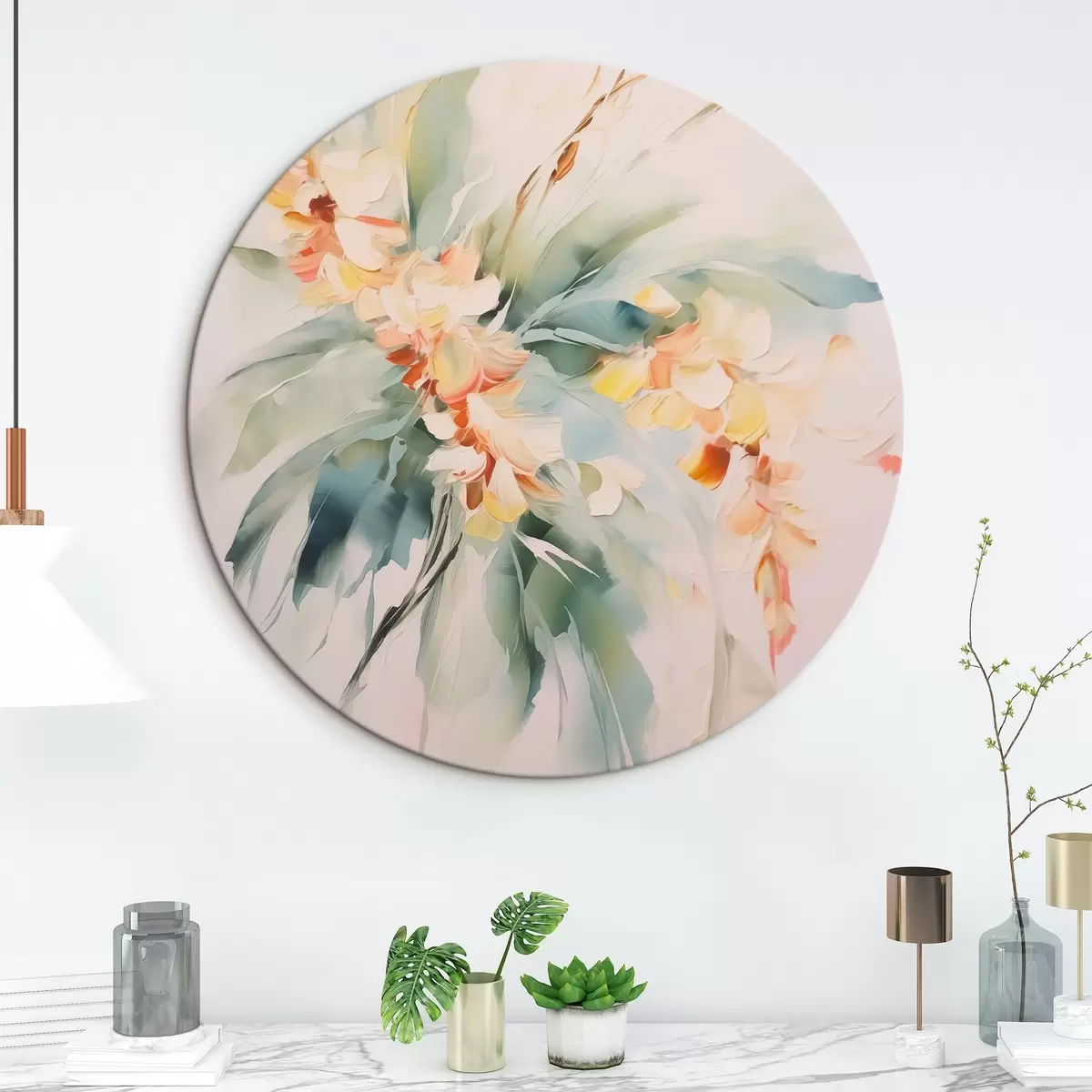 Tableaux rondes Fleurs abstraites dans le feuillage r45305
