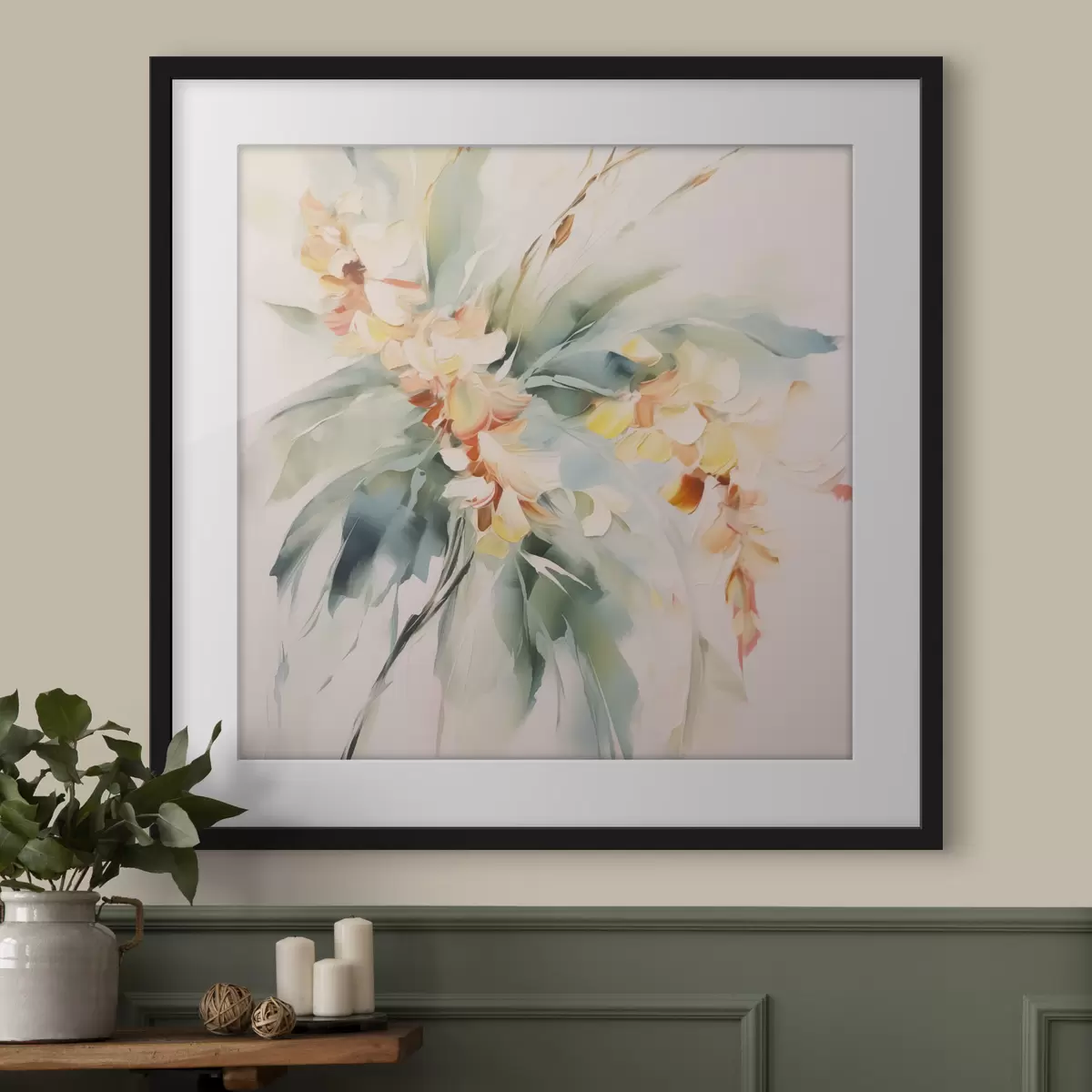 Poster Fleurs abstraites dans le feuillage f45305