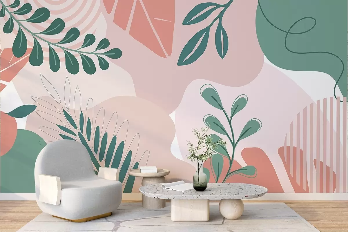 Papier peint Abstraction, feuilles w04366