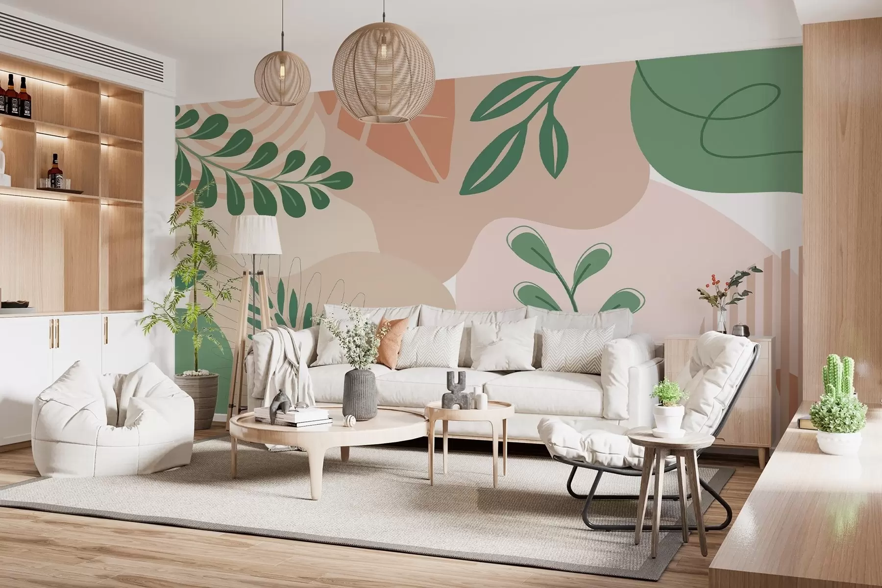 Papier peint Abstraction, feuilles w04366v1