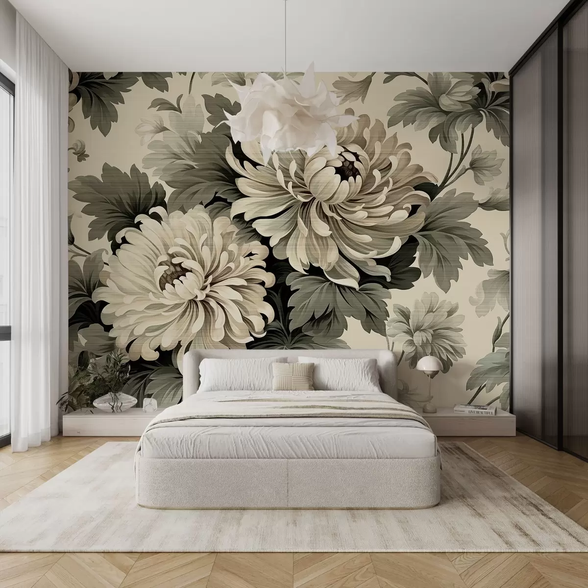 Papier peint Chrysanthème en fleurs w04367