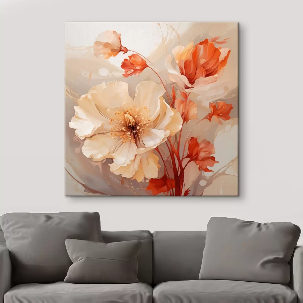 Tableau Fleurs magiques dans des tons pastel dans un style rêveur s45042
