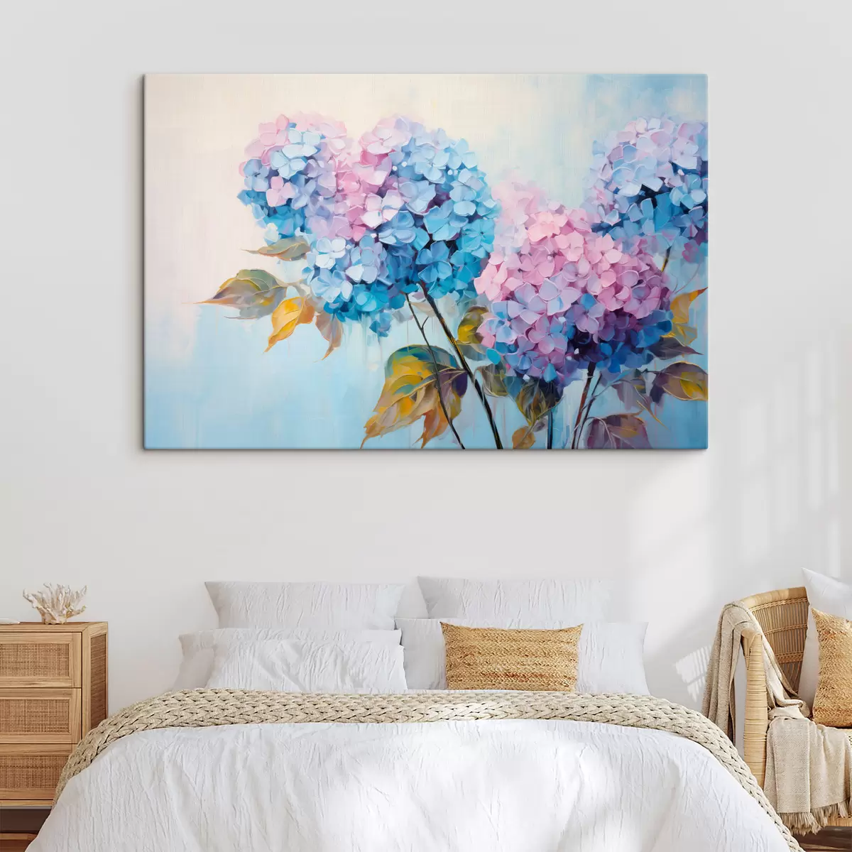 Tableau Fleurs d'hortensia abstraites dans des tons doux s45056