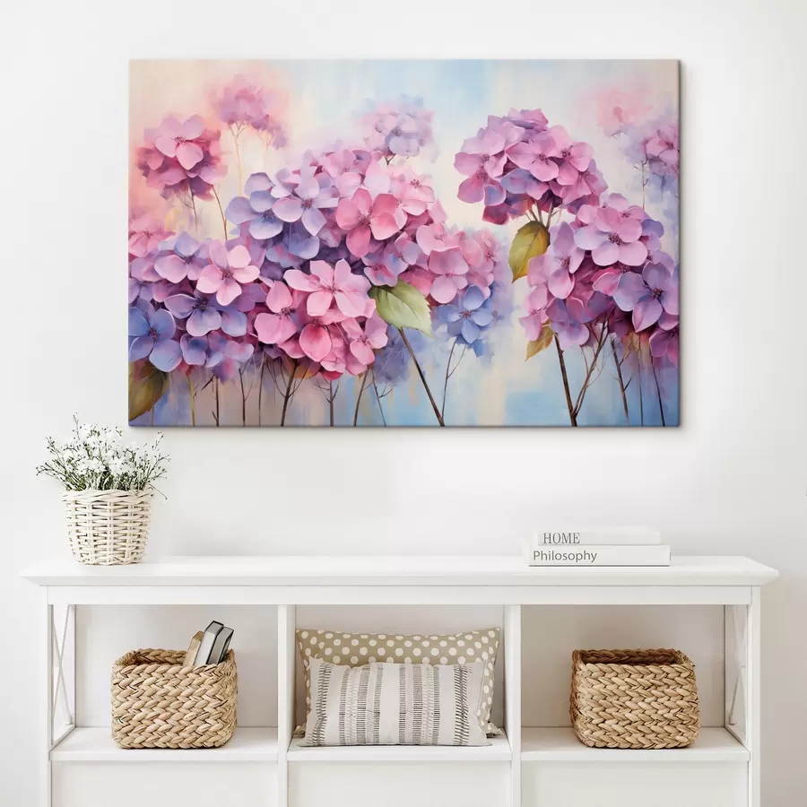 Tableau Champ d'hortensias délicats dans des tons pastel s45057