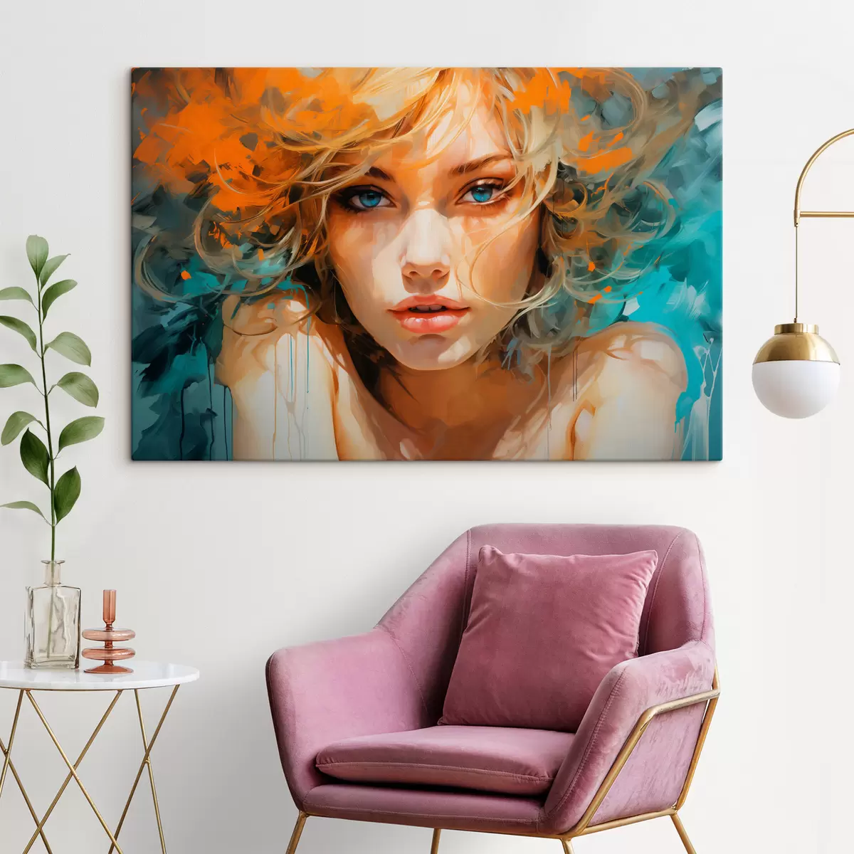 Tableau Image expressive d'une femme dans un style abstrait-réaliste s45061