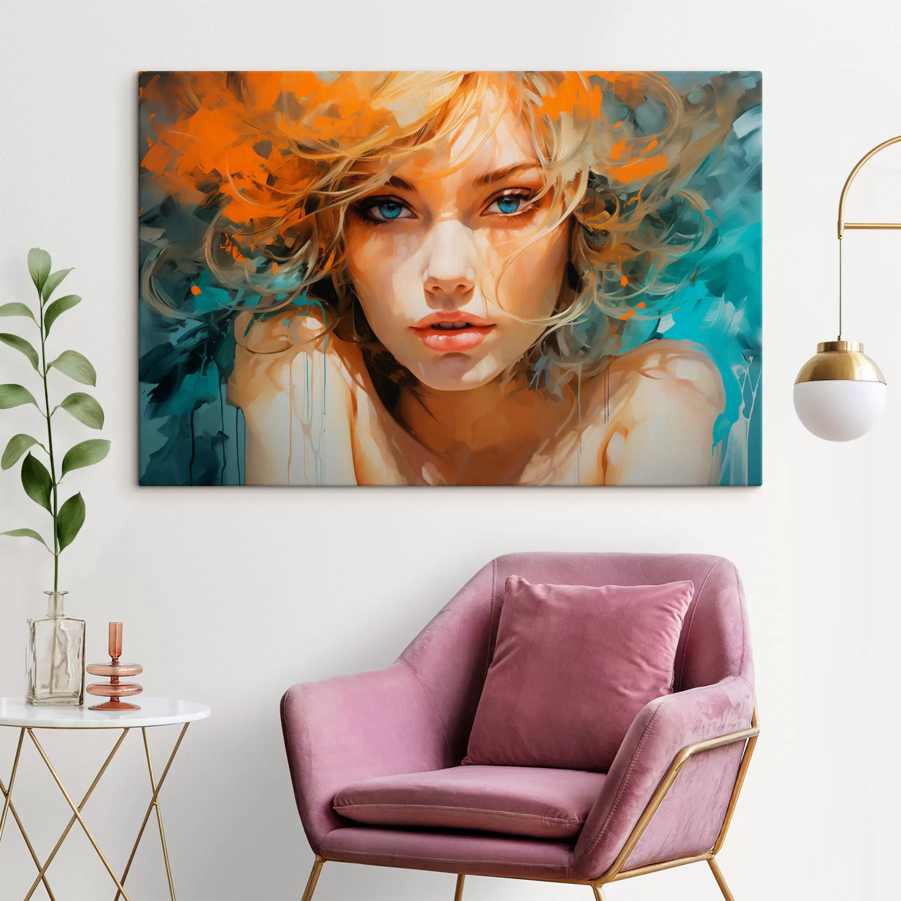 Tableau Image expressive d'une femme dans un style abstrait-réaliste s45061