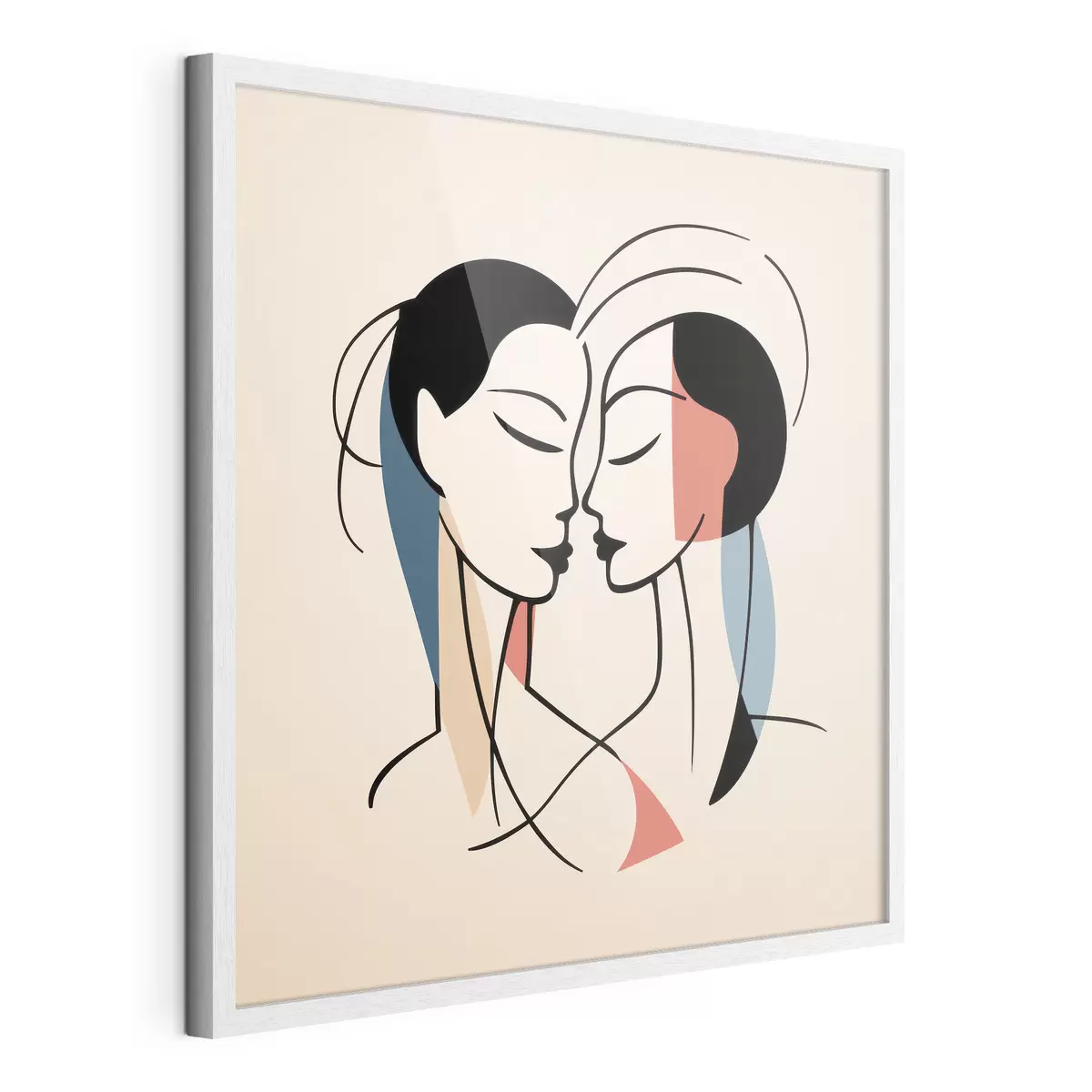 Poster Deux visages en style abstrait avec des éléments colorés f45037