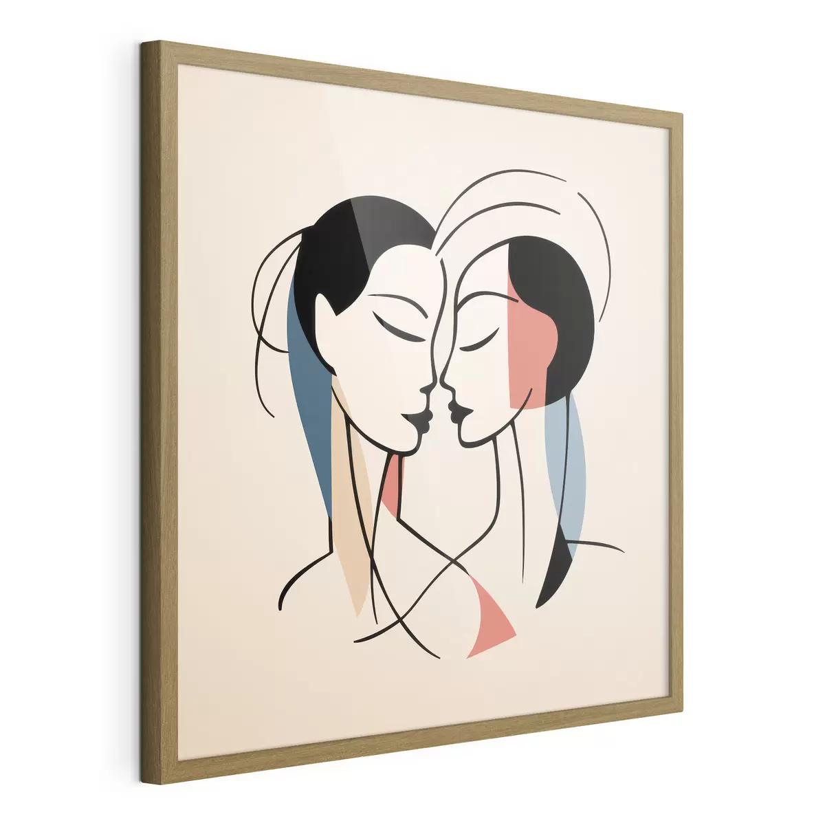 Poster Deux visages en style abstrait avec des éléments colorés f45037