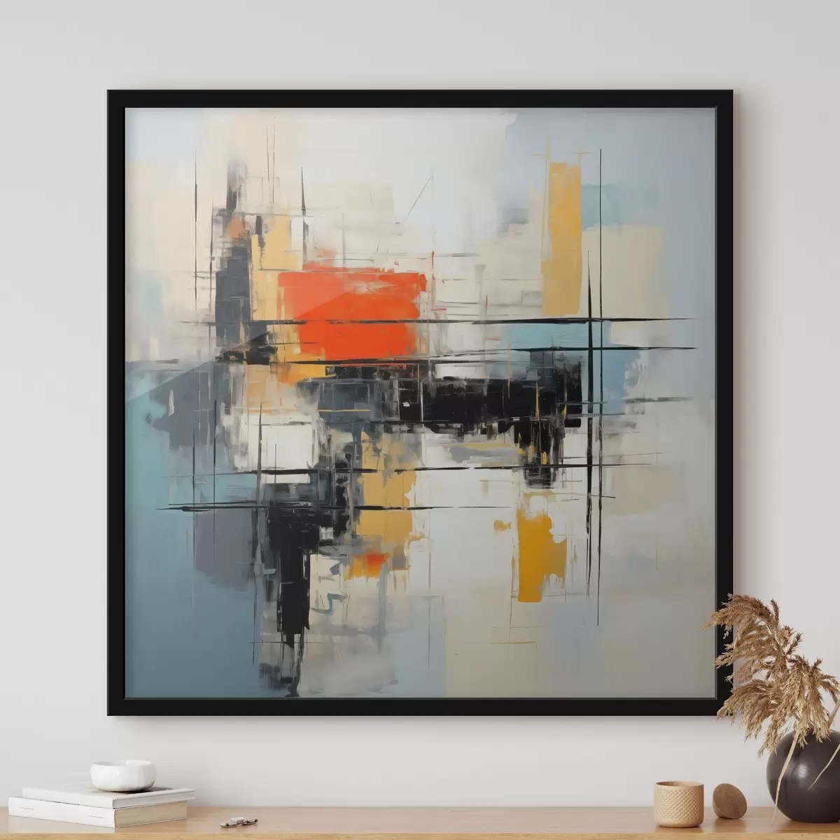 Poster Toile dynamique de style moderne avec des traits vifs f45040