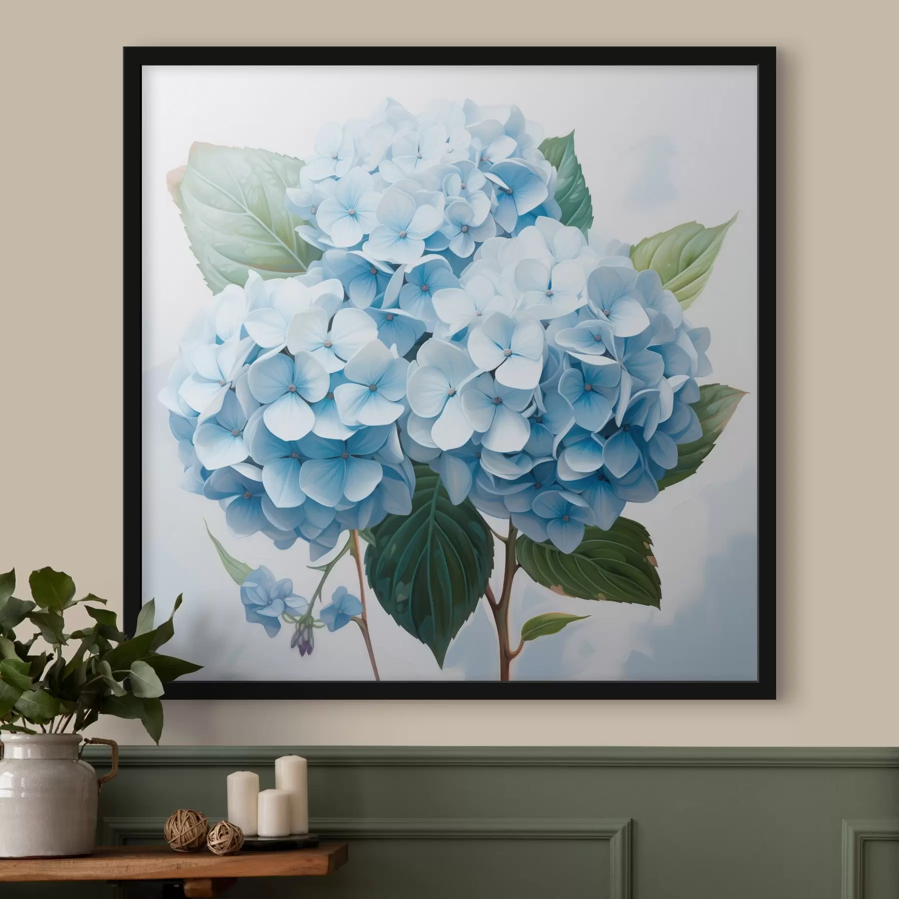 Papier peint Gros plan sur des fleurs d'hortensia bleu f45044
