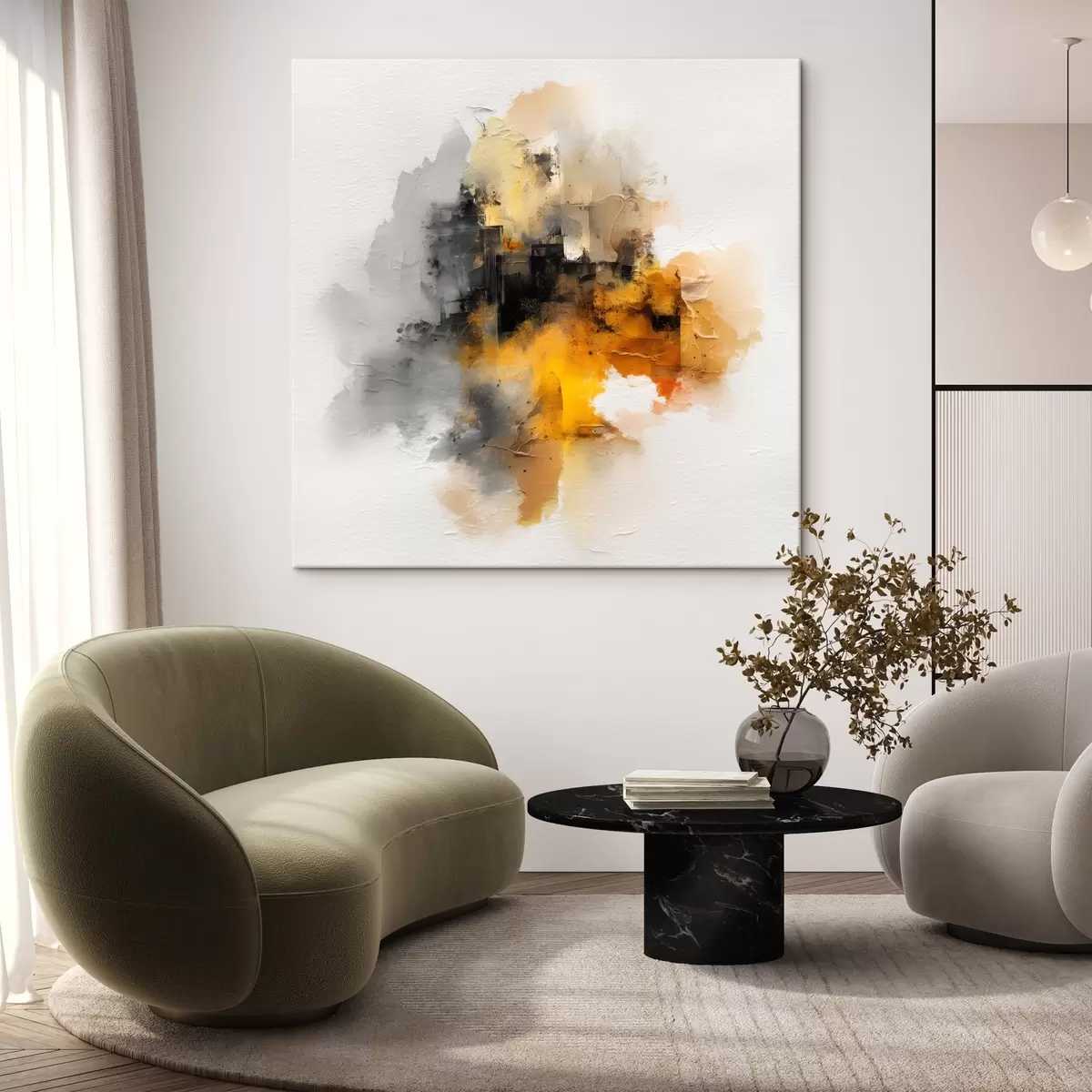 Tableau Composition abstraite dans les tons orange et gris avec texture s45238