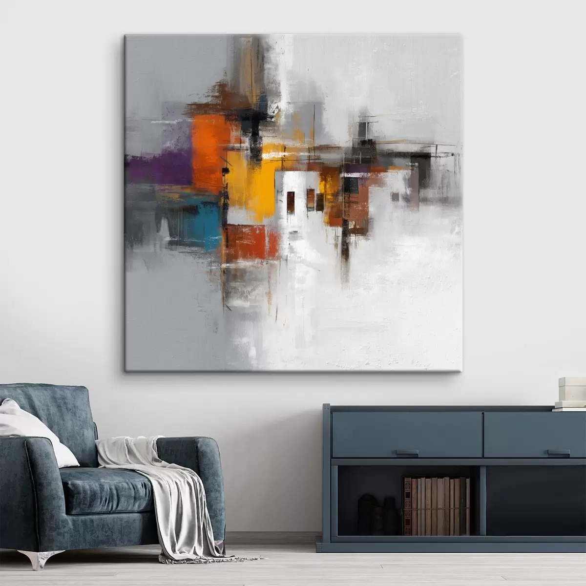 Tableau Abstraction colorée avec motifs géométriques s45239