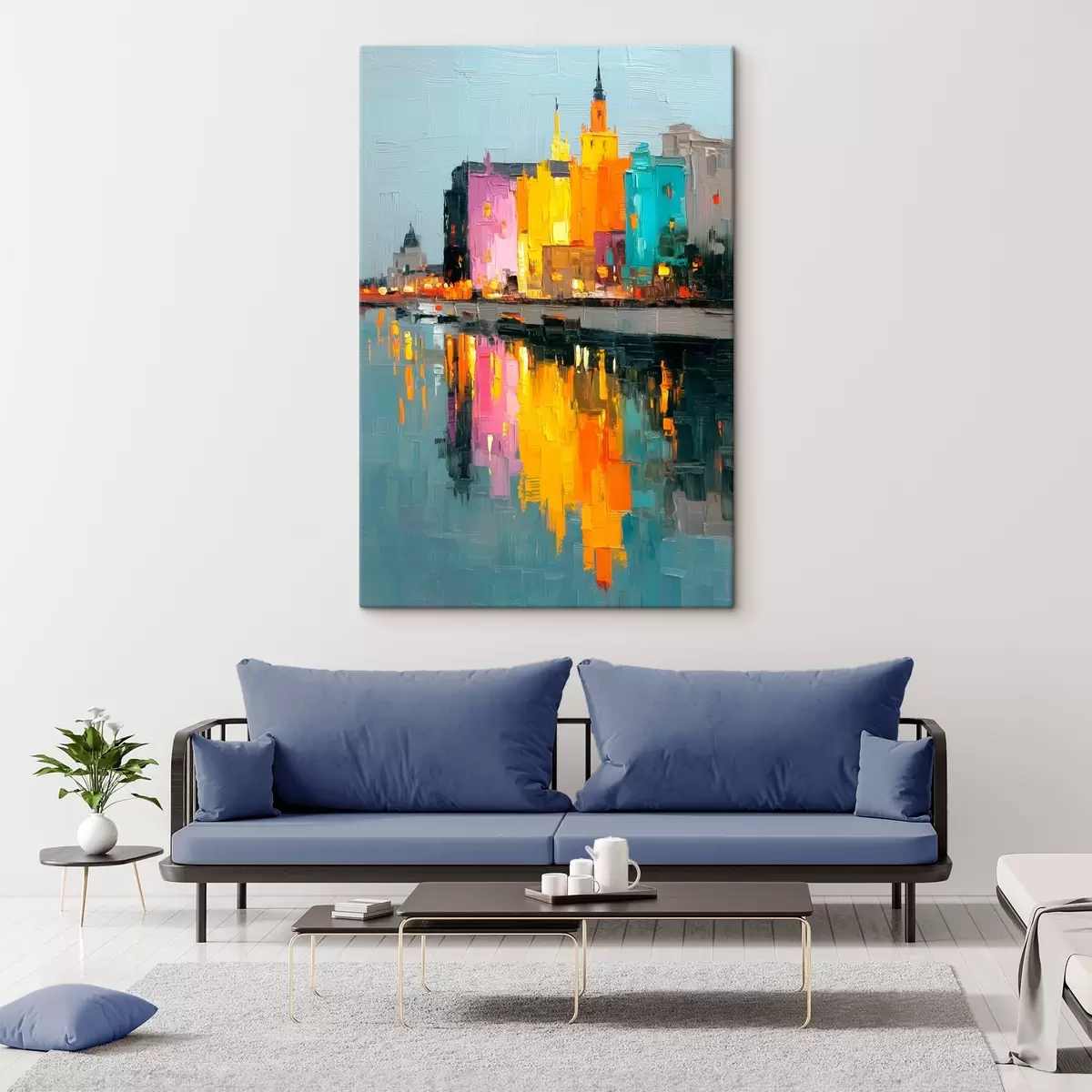 Tableau Lumières de la ville : paysage vibrant dans un style empâté s45242